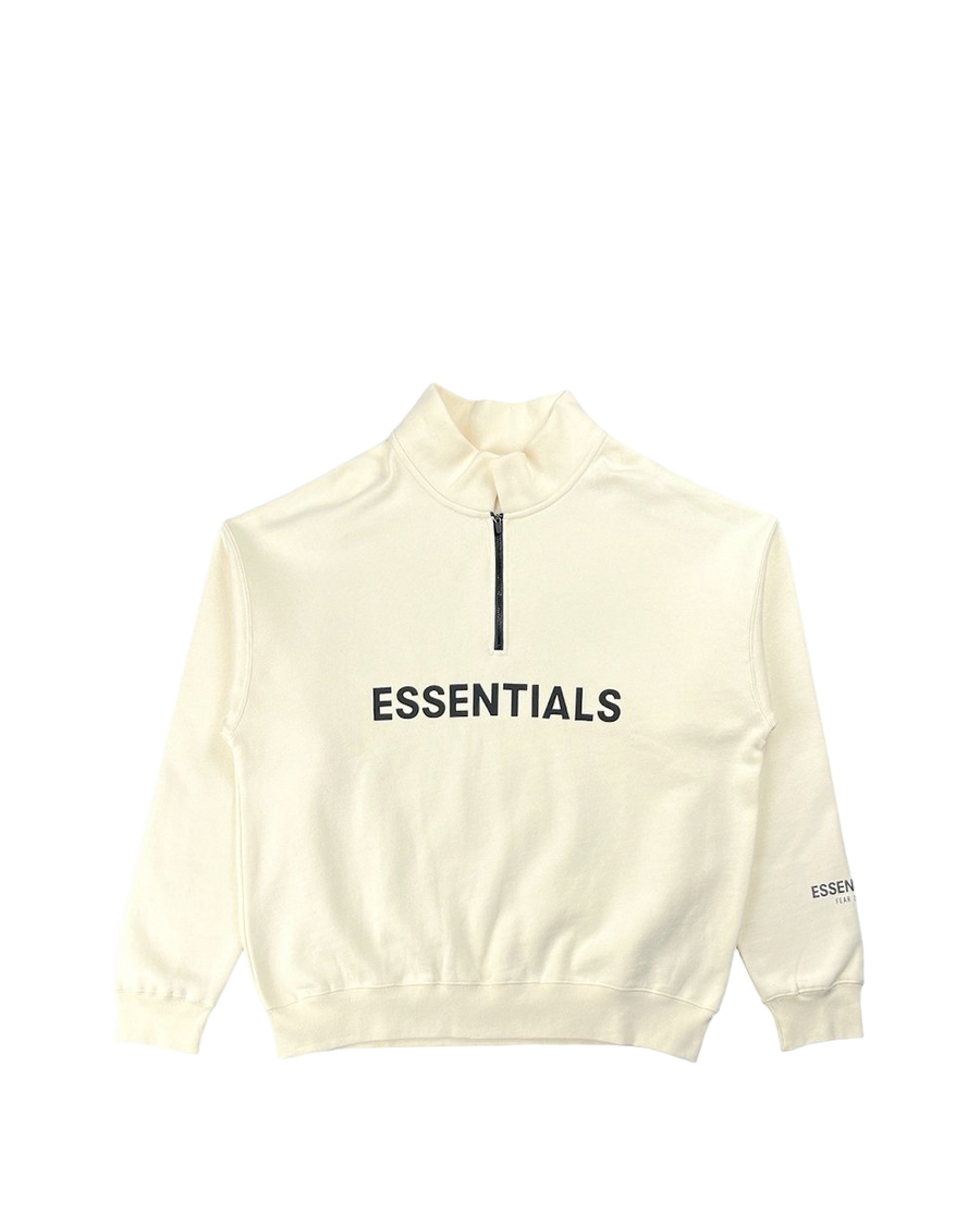 Fear Of God Essentials Front Logo Half Zip Sweat Buttercream