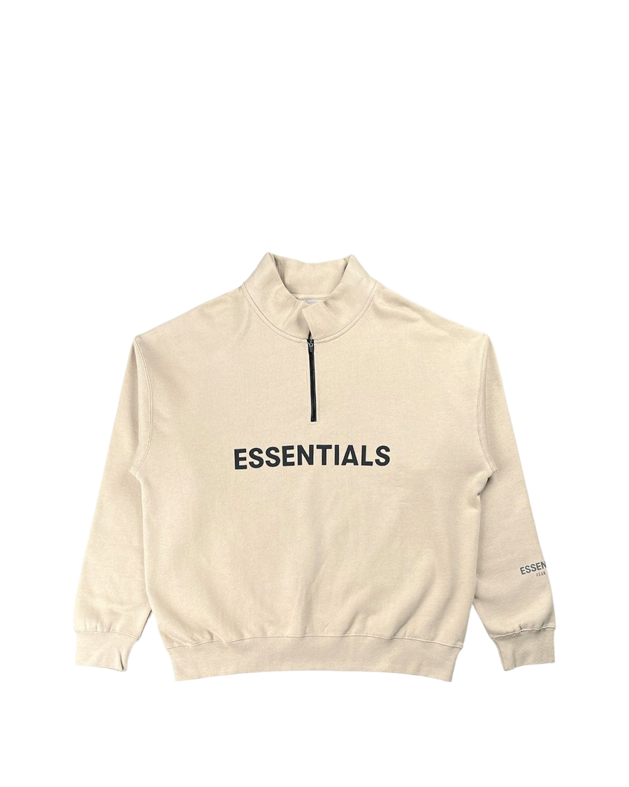 Fear Of God Essentials Front Logo Half Zip Sweat Taupe