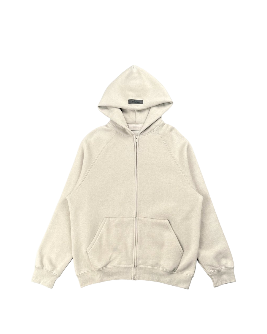 Fear Of God Essentials Logo-Flocked Zip-Up Hoodie Smoke Gray