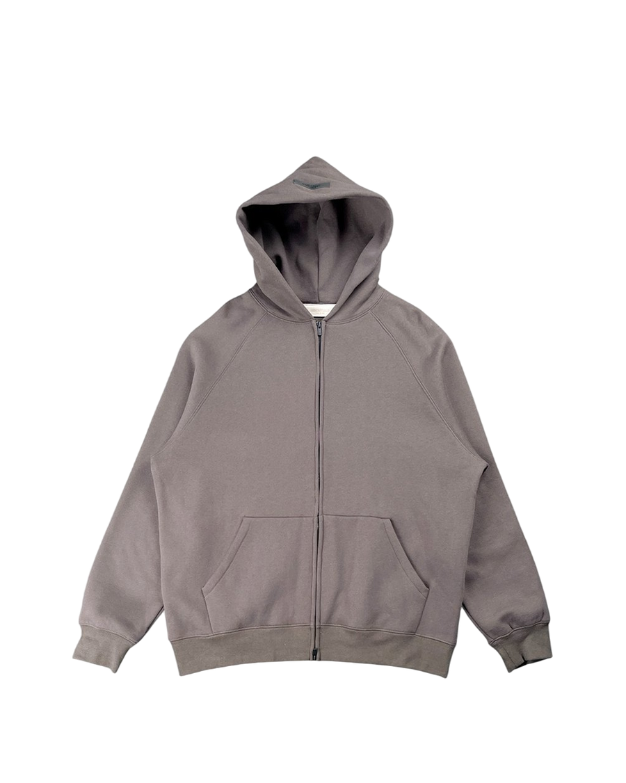Fear Of God Essentials Logo-Flocked Zip-Up Hoodie Dark Brown