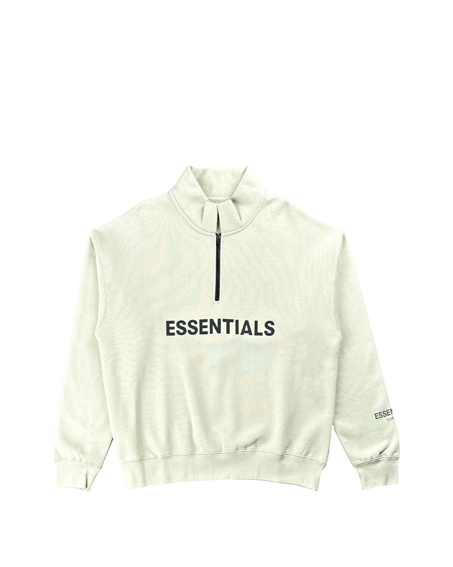 Fear Of God Essentials Front Logo Half Zip Sweat Light Green