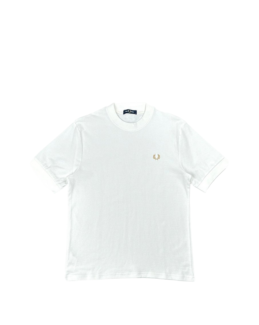 FRED PERRY Waffle T-Shirt White Gold Logo