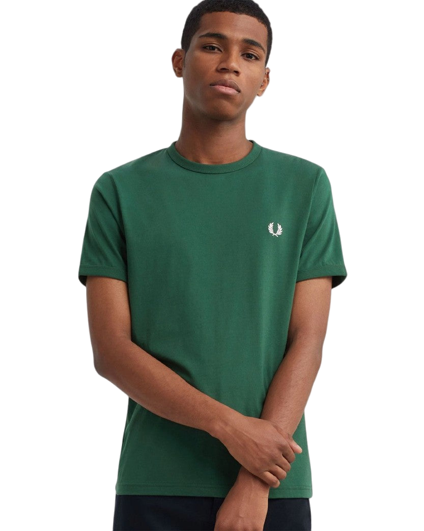 FRED PERRY Ringer T-Shirt Green