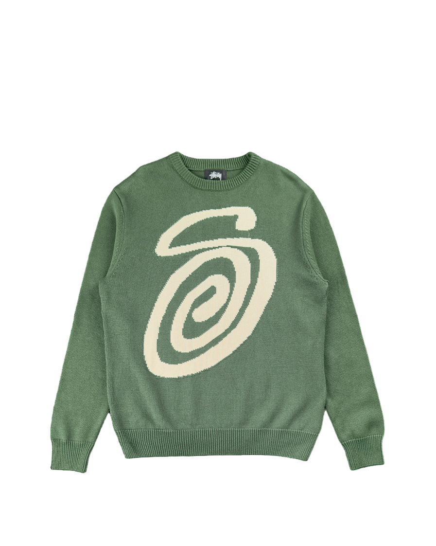 STUSSY Curly S Sweater Green