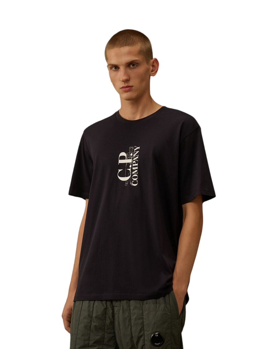 C.P. Company 30/1 Jersey British Sailor Logo T-Shirt Dark Blue