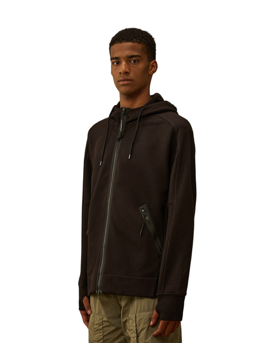 C.P. Company Diagonal Raised Zip Goggle Hoodie Black