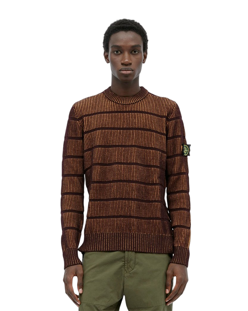 513D1 Striped Ribbed-Knit Sweater Brown SI0286-BN