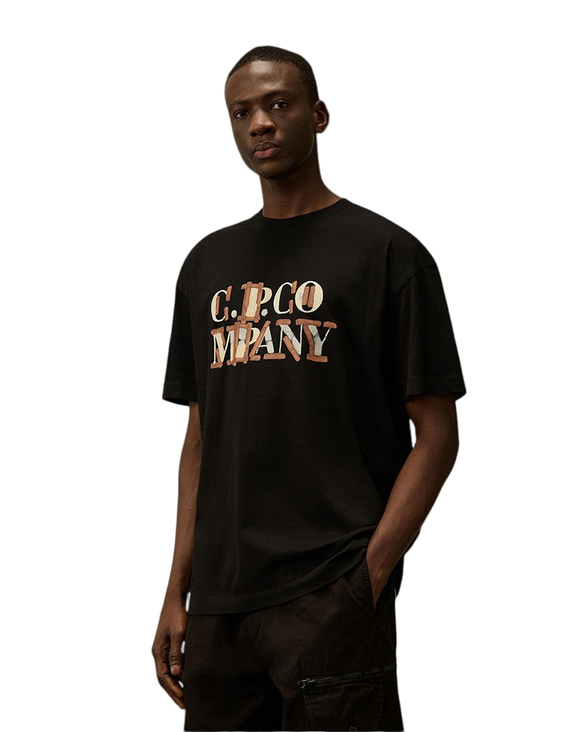 C.P. Company 30/1 Jersey Blurred Logo T-Shirt Black