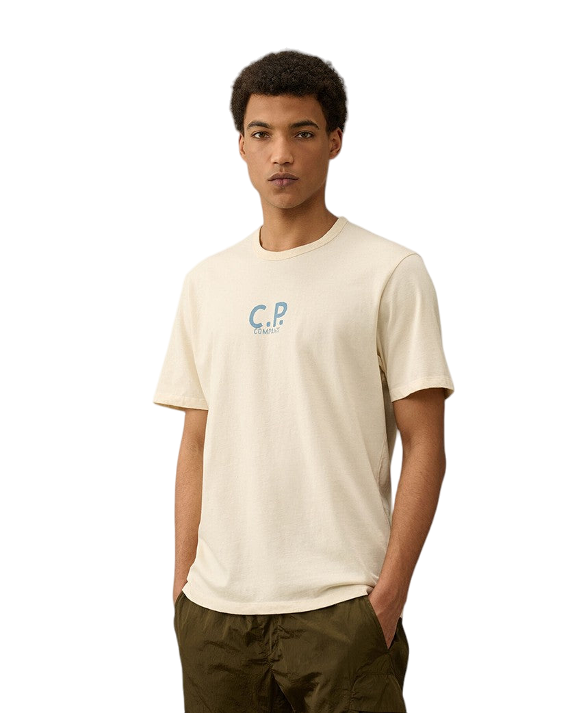 C.P. Company Natural Jersey T-Shirt Blue Logo