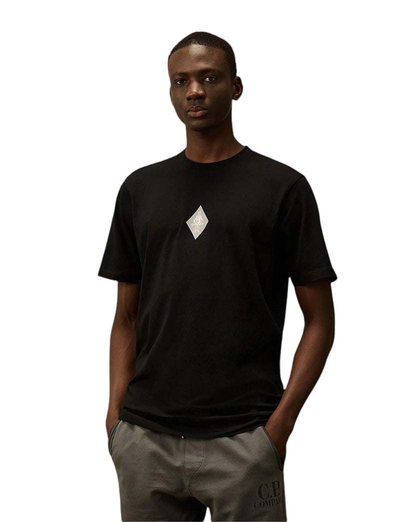 C.P. Company Jersey Front And Back Logo T-Shirt Black