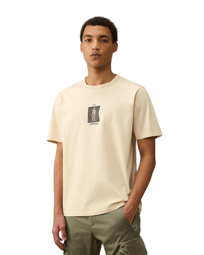 C.P. Company 30/2 Mercerized Jersey Twisted Graphic T-Shirt White