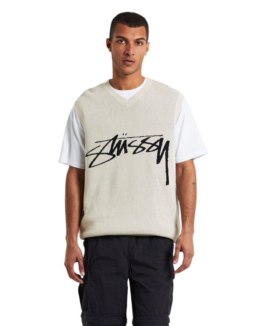 STUSSY Smooth Stock Knit Vest Cream