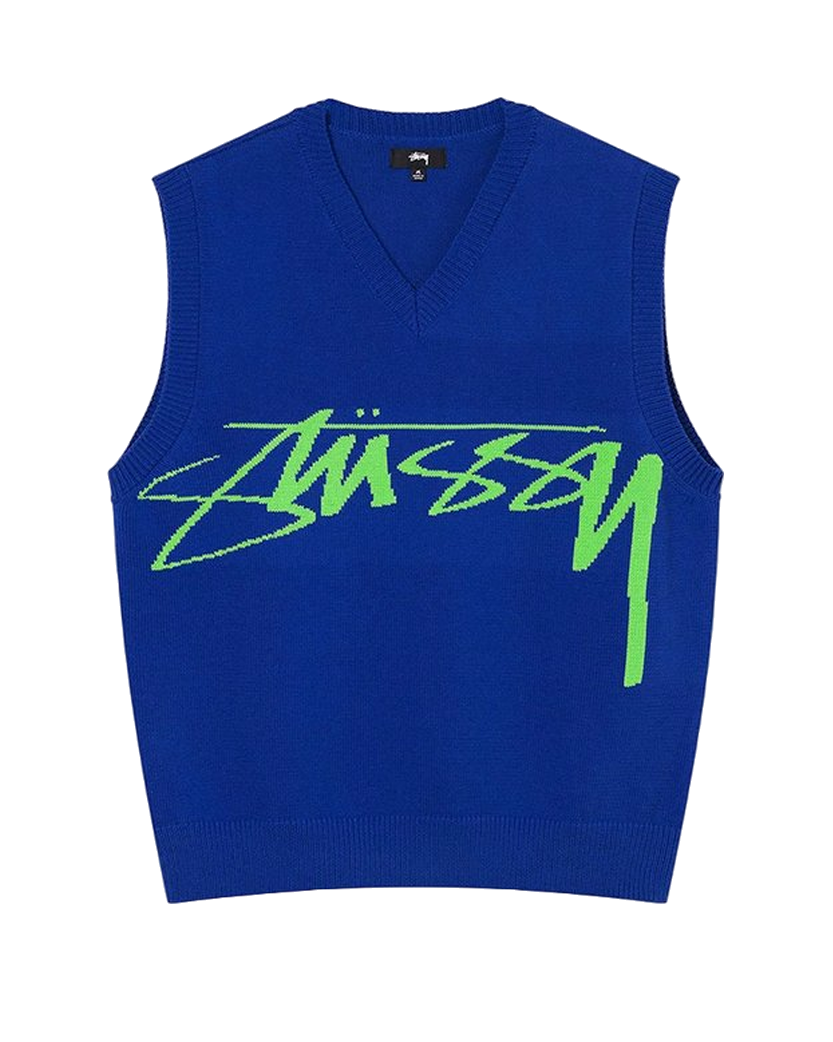 STUSSY Smooth Stock Knit Vest Blue