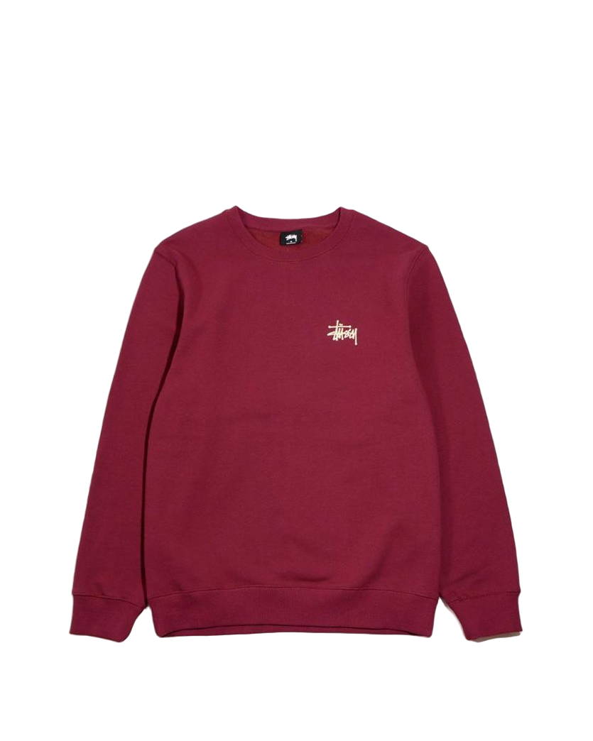 STUSSY Basic Crew Sweat Burgundy