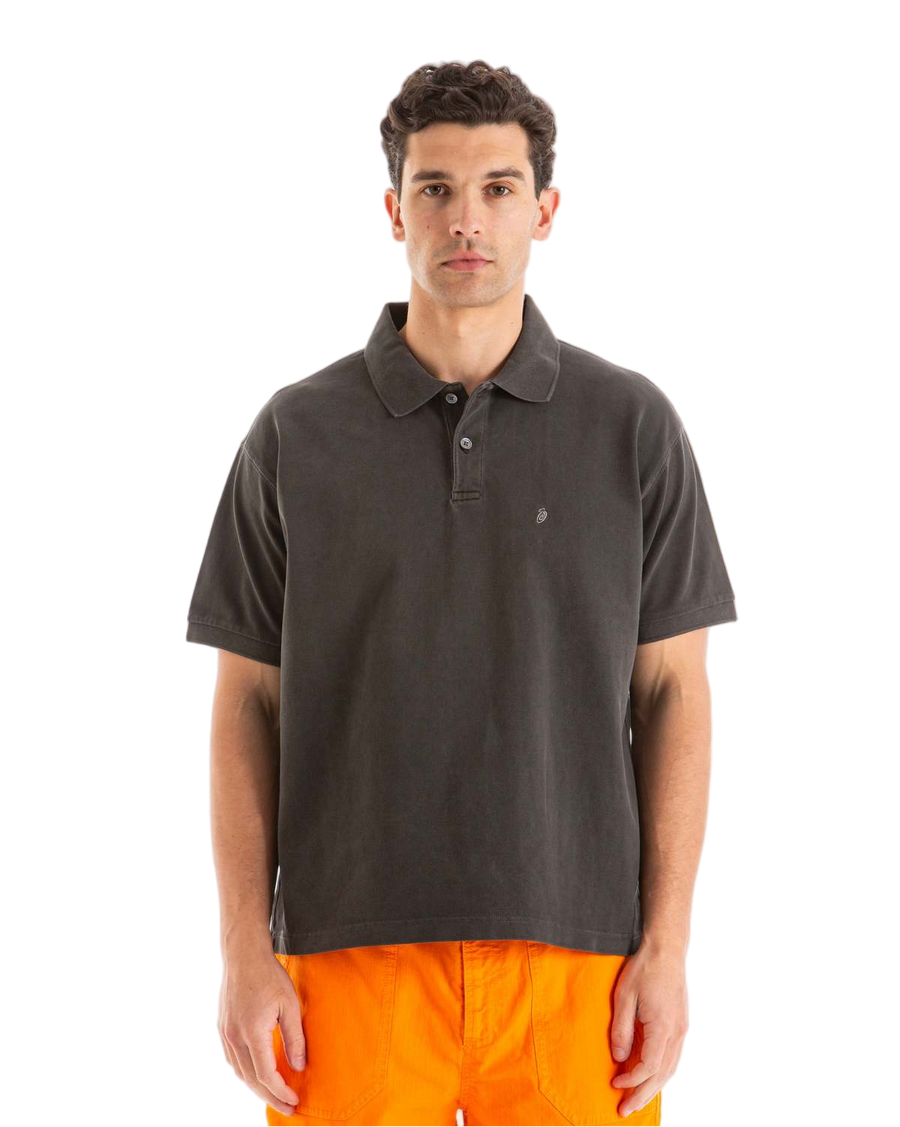 STUSSY Pigment Dyed Pique Polo Black