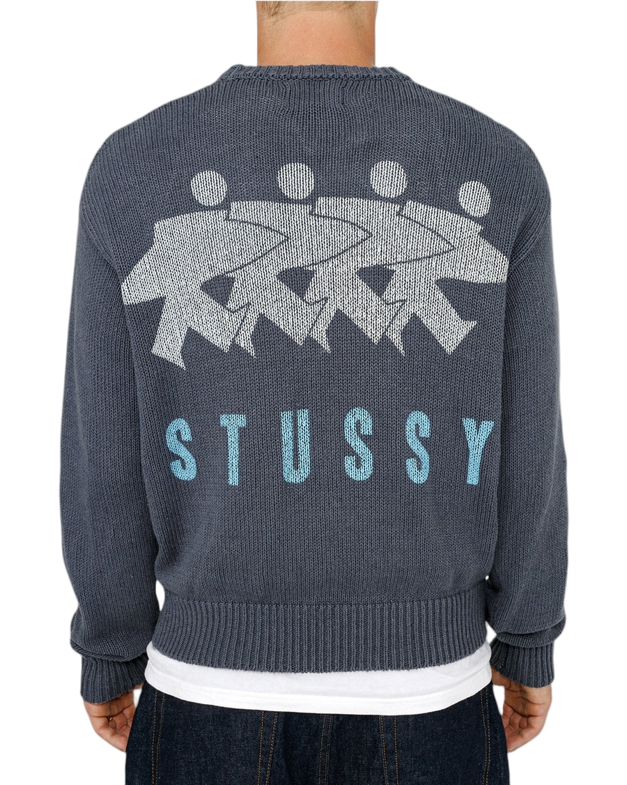 Stussy Surfman Icon Cotton Linen Crew Dusty Blue