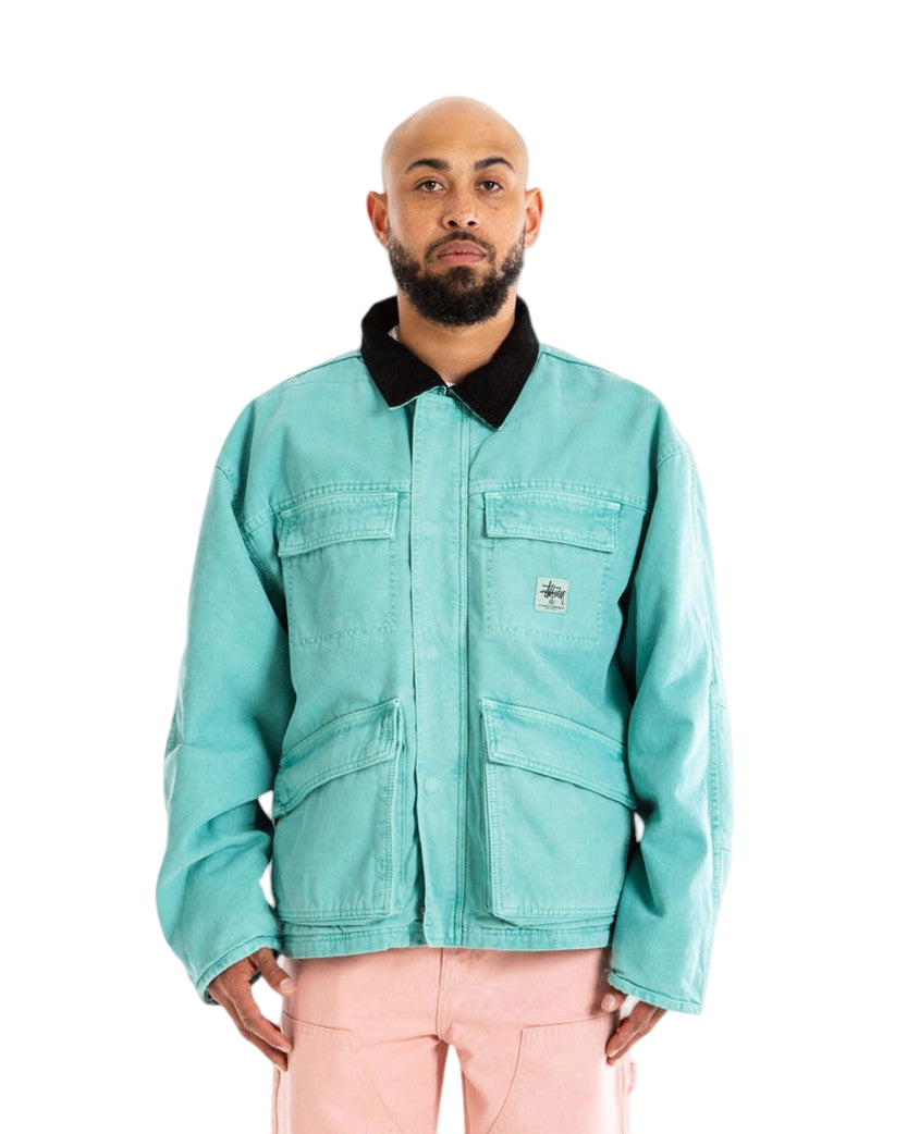 STUSSY Washed Canvas Shop Jacket Teal Blue