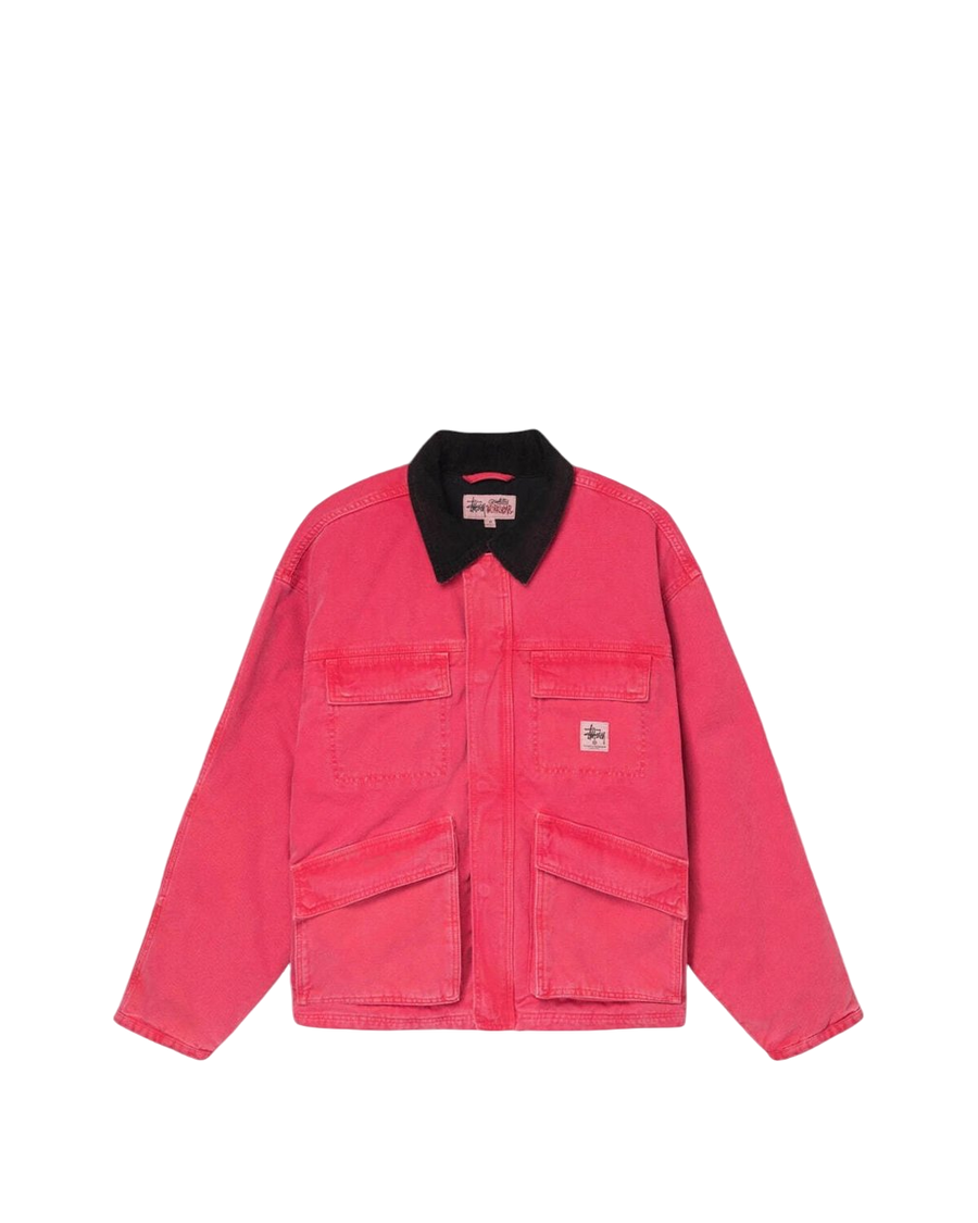 STUSSY Washed Canvas Shop Jacket Hot Pink