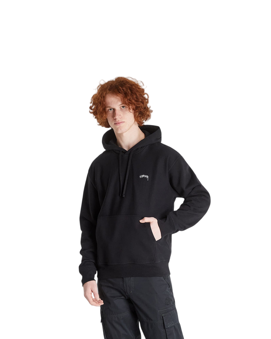 STUSSY Stock Logo Hoodie Black