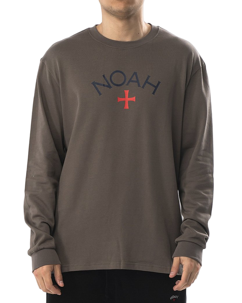 NOAH NYC Core Logo Gray Long Sleeve Deep Green