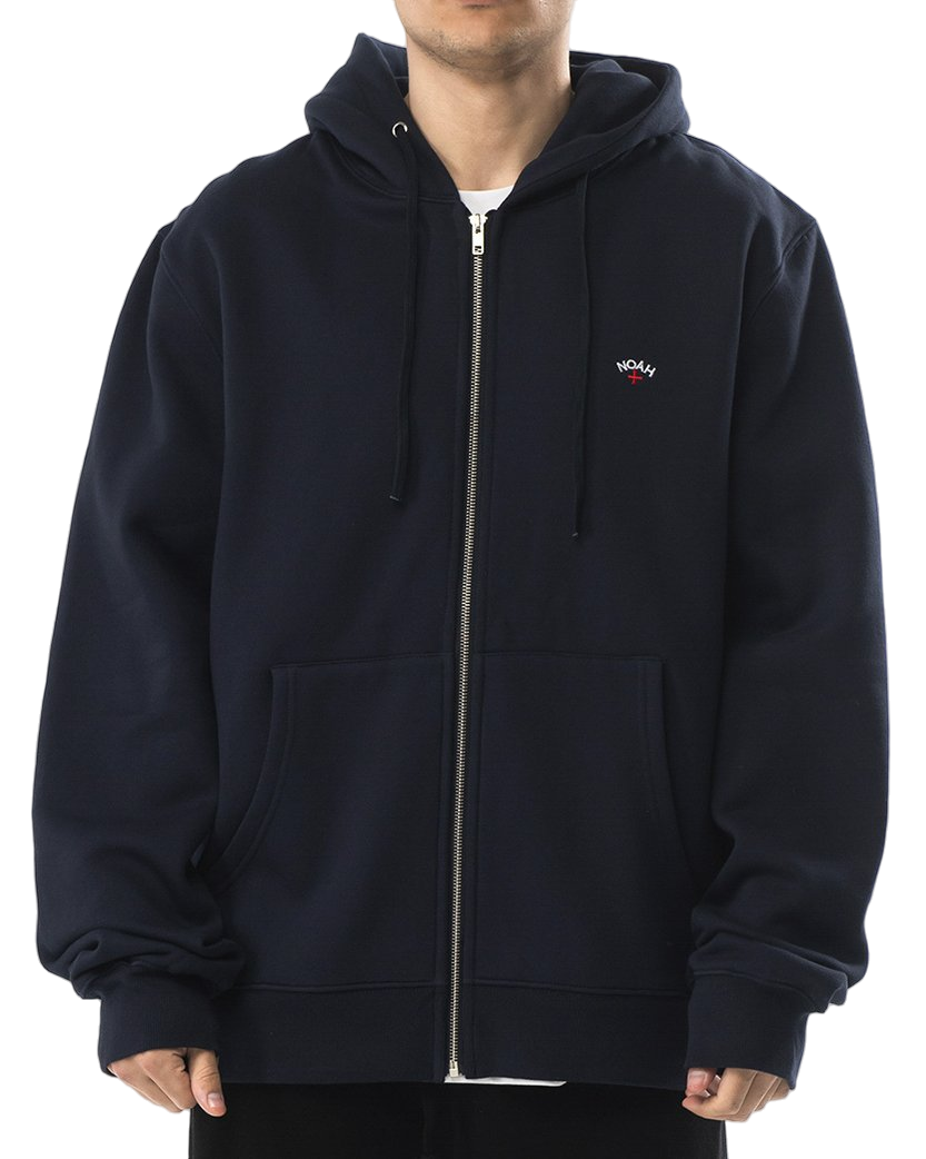 NOAH Classic Lightweight Zip-Up Hoodie Navy