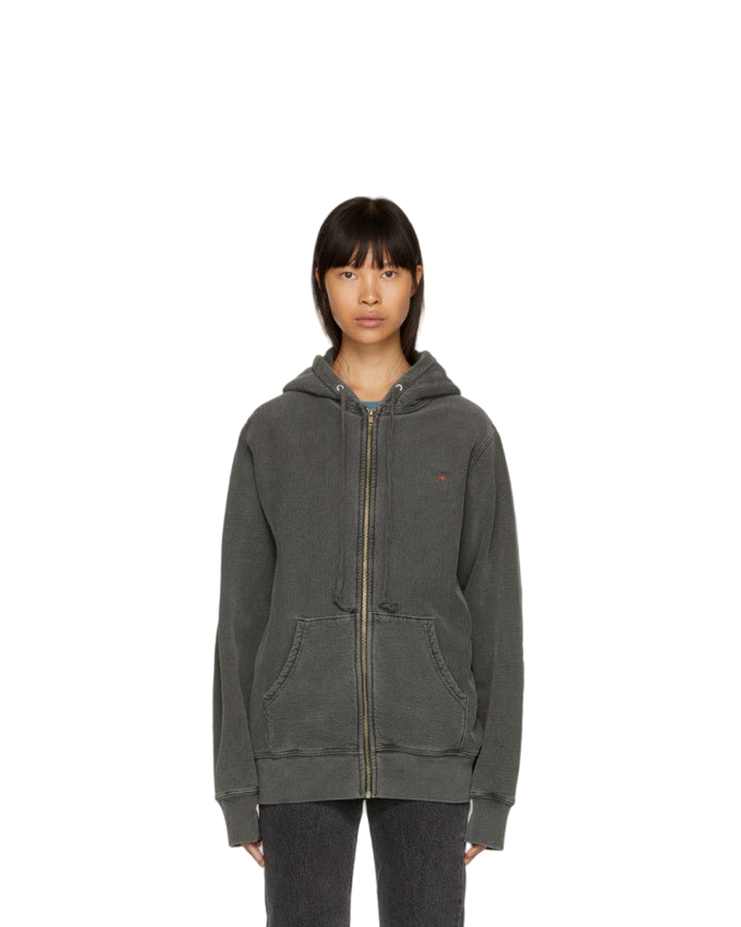 NOAH NYC Grey Logo Zip-up Hoodie In Pepper