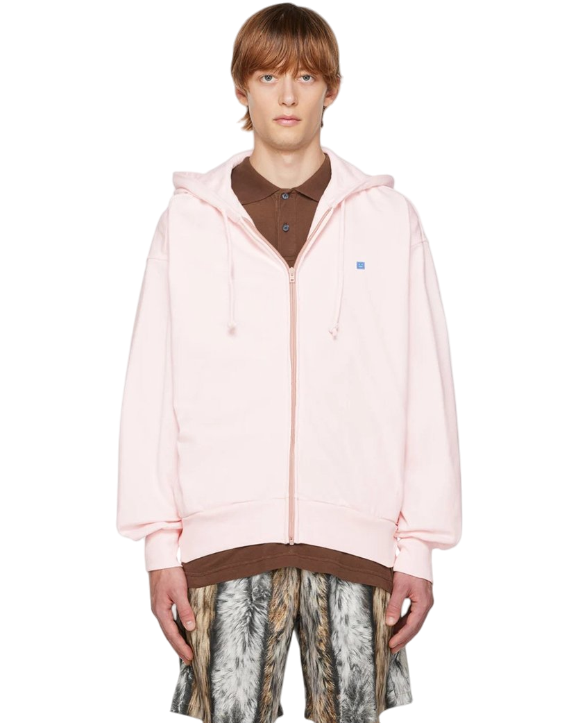 Acne Studios Color Face Patch Zip Hoodie Pink
