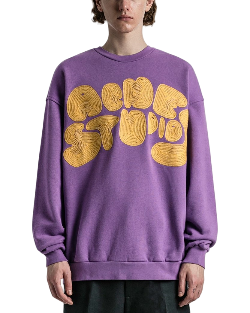 Acne Studios Crew neck bubble logo sweater Lilac purple