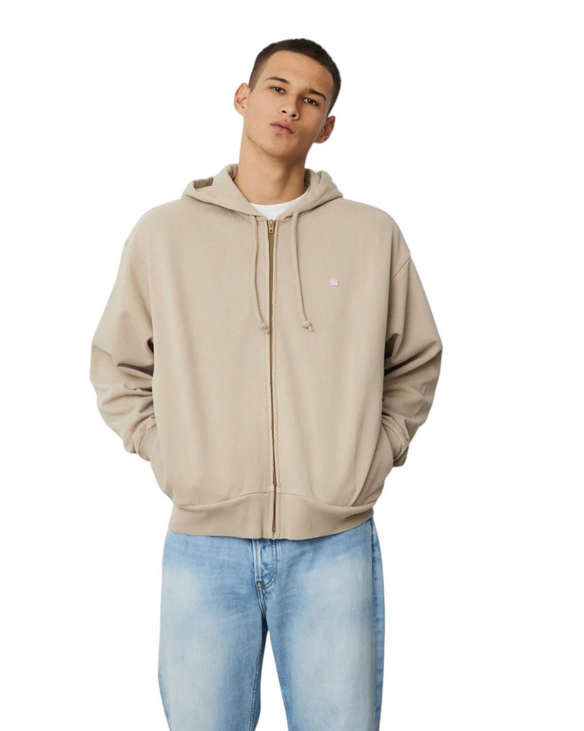 Acne Studios Color Face Patch Zip Hoodie Beige