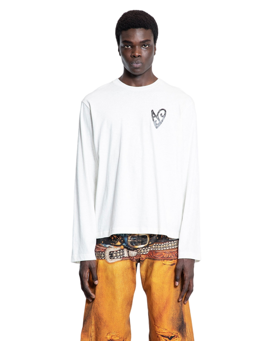 Acne Studios Heart Printed Long Sleeve White