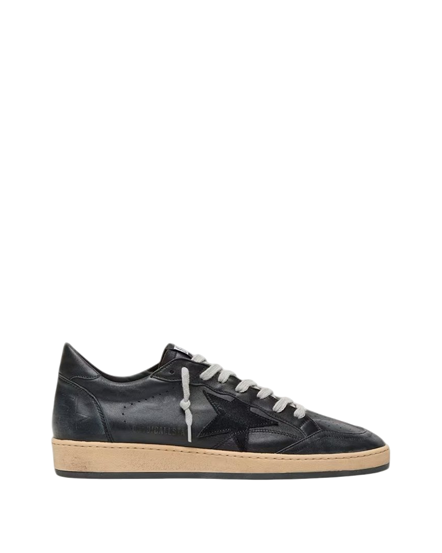 Golden Goose Ball Star in Black Nappa with Suede Star