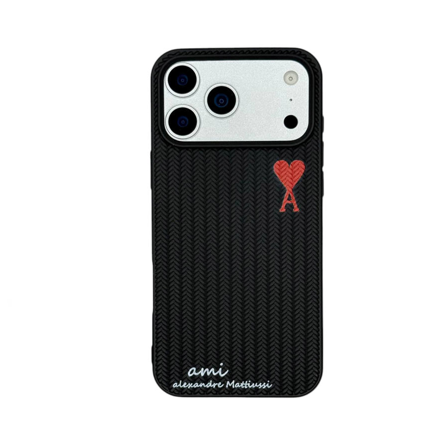 AMI PARIS WOVEN PATTERN IPHONE CASE BLACK