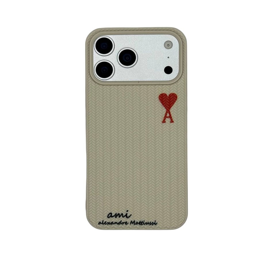AMI PARIS WOVEN PATTERN IPHONE CASE WHITE