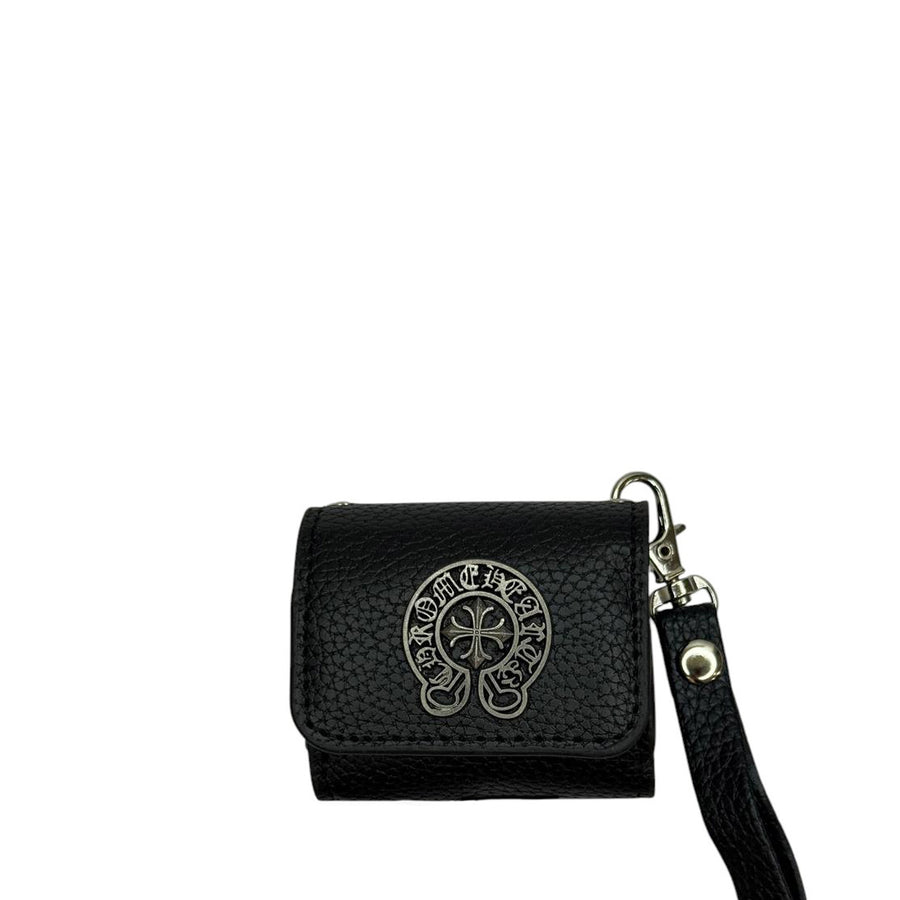 CHROME HEARTS AIRPODS CASE LEATHER WITH STRAP BLACK