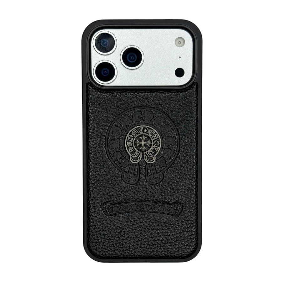 CHROME HEARTS IPHONE CASE METAL LABEL BLACK