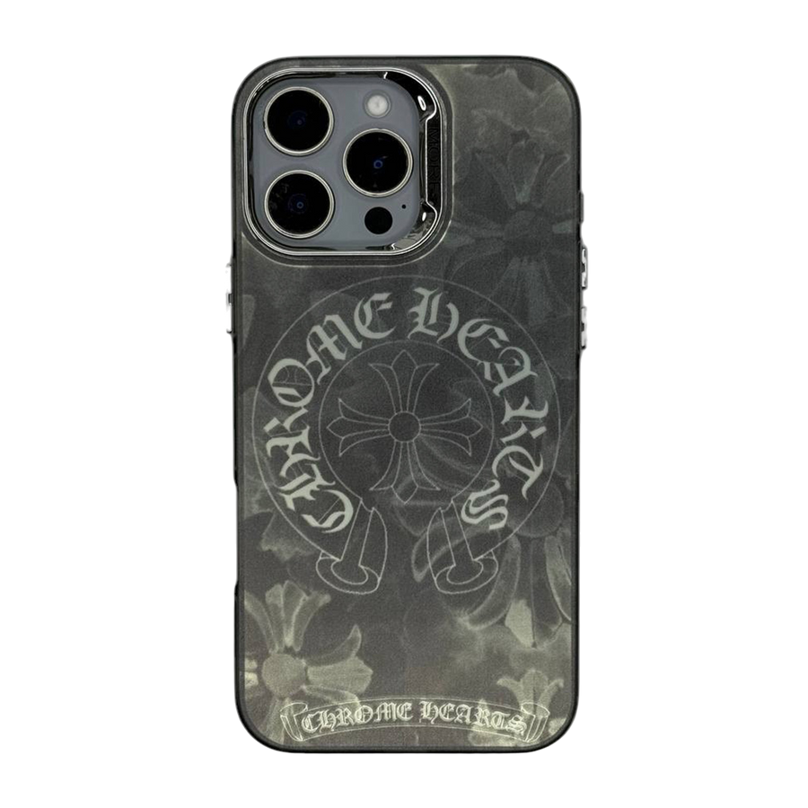 CHROME HEARTS IPHONE CASE SMOKY FULL CIRCLE LOGO BLACK