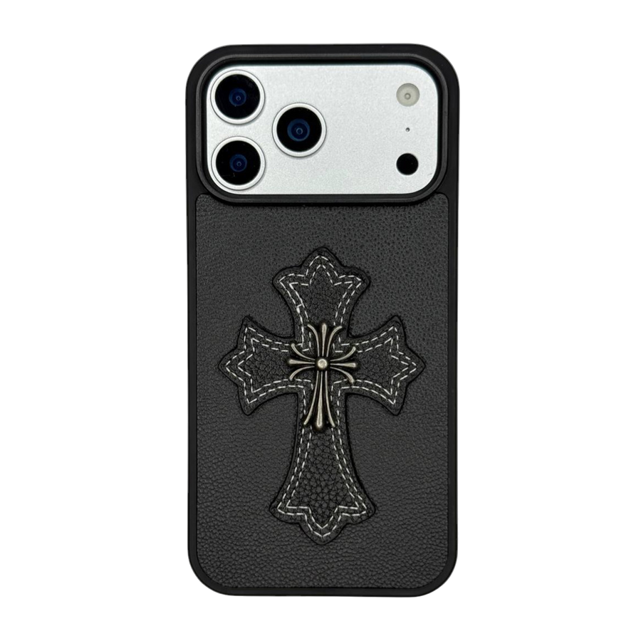 CHROME HEARTS IPHONE EMBROIDERY LABEL CASE BLACK