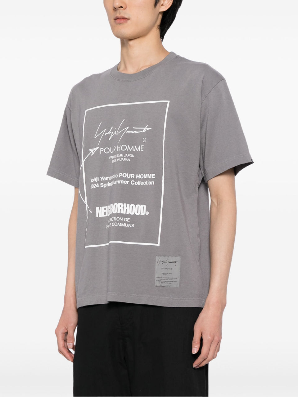 Neighborhood x Yohji Yamamoto Logo Print T-Shirt Grey