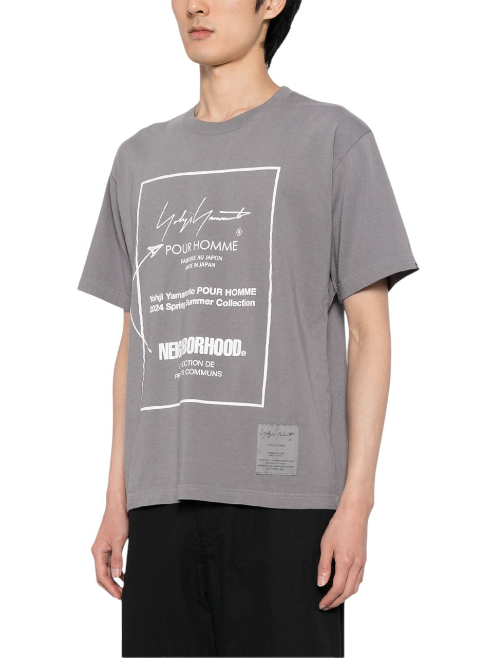 Neighborhood x Yohji Yamamoto Logo Print T-Shirt Grey