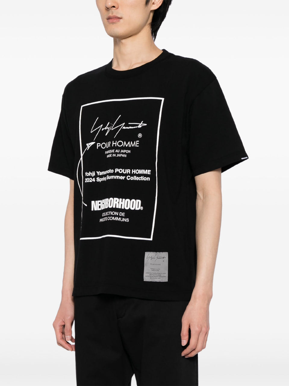 Neighborhood x Yohji Yamamoto Logo Print T-Shirt Black