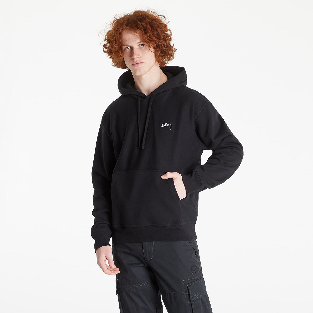 STUSSY Stock Logo Hoodie Black