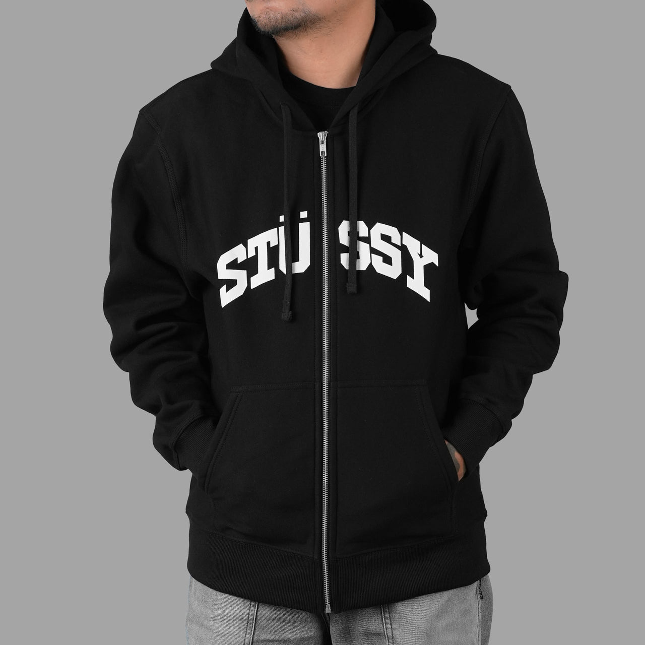 STUSSY Block Sport Zip Hoodie Black