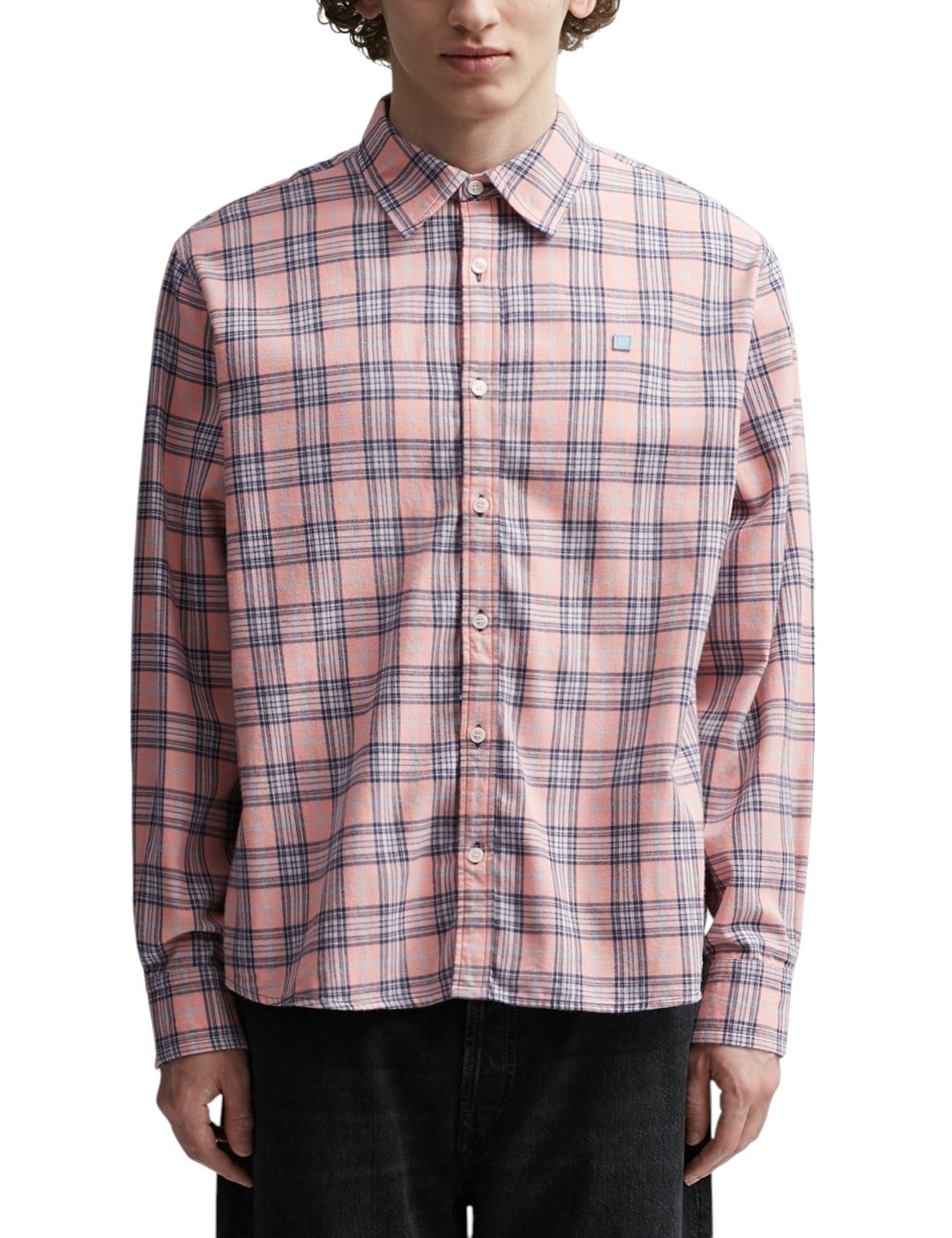 Acne Studios Flannel Check Button-Up Shirt Pink