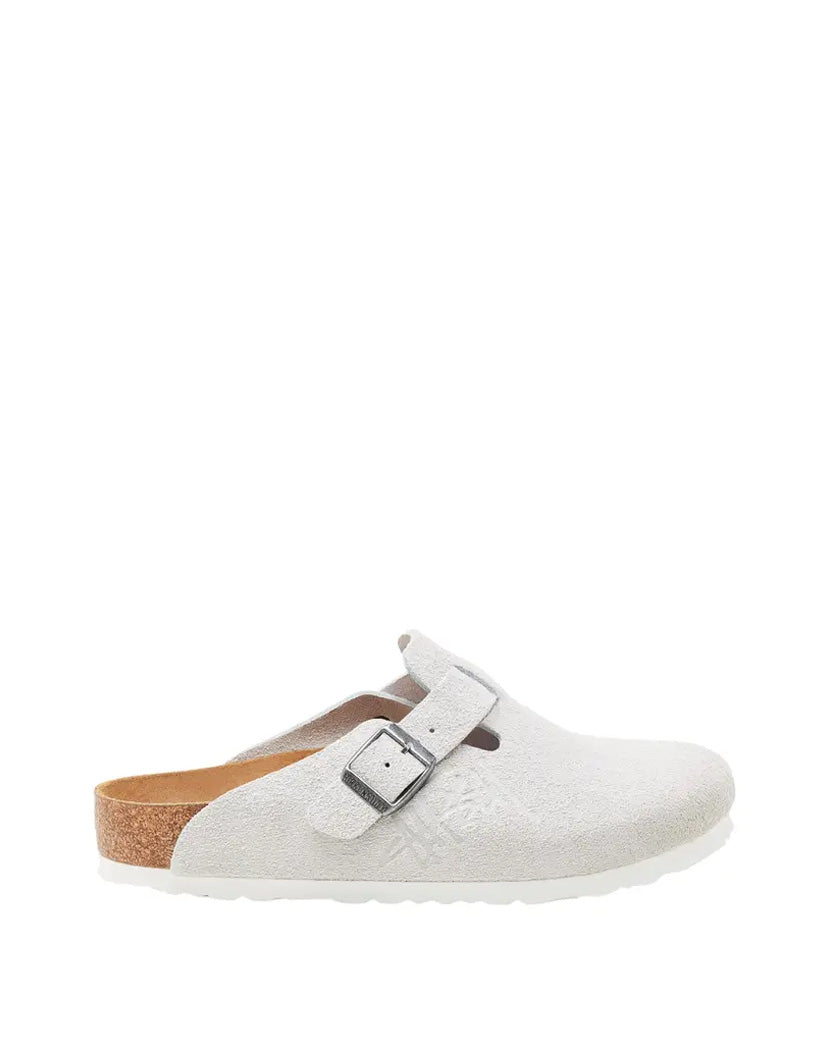 Birkenstock x Stussy Boston Suede Clog White
