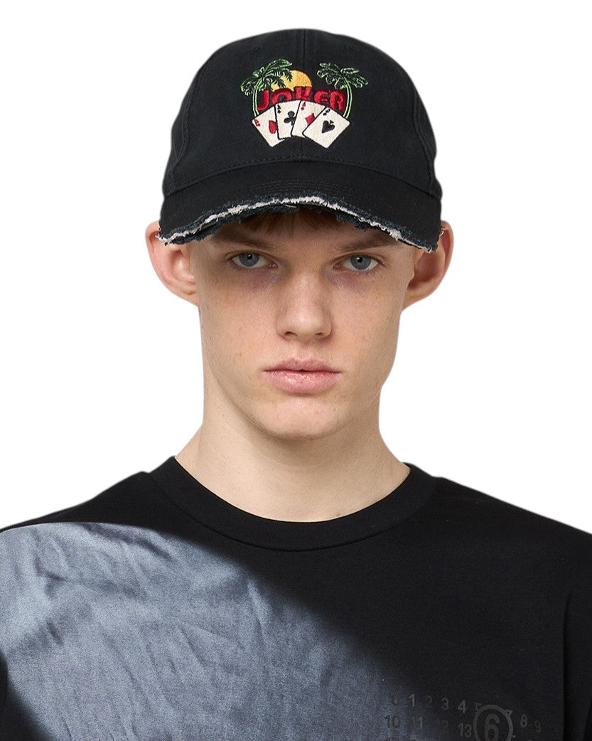 Martine Rose Joker Embroidered Roll Back Cap Black