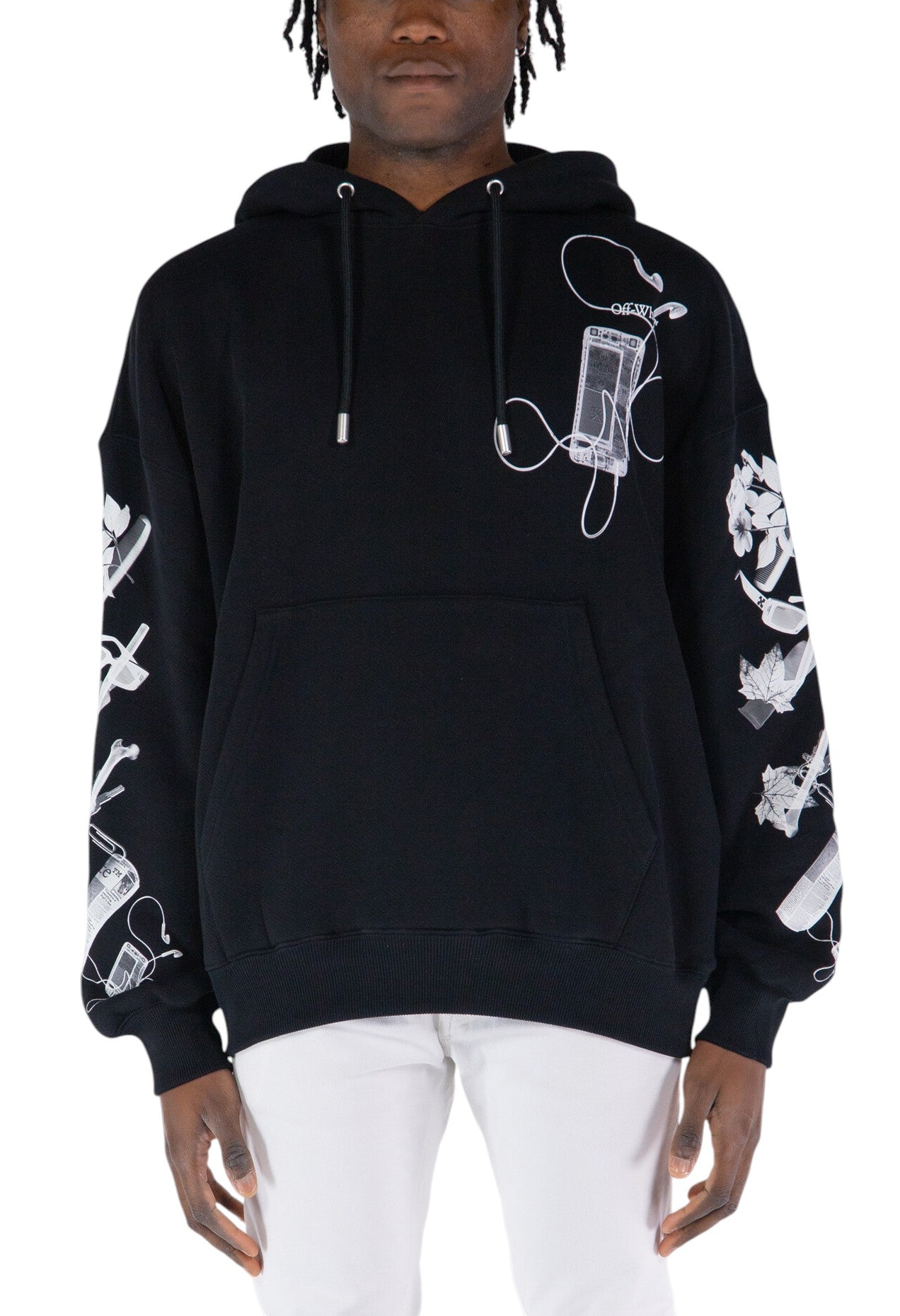 Off-White Scan Arrow Cotton Hoodie Black