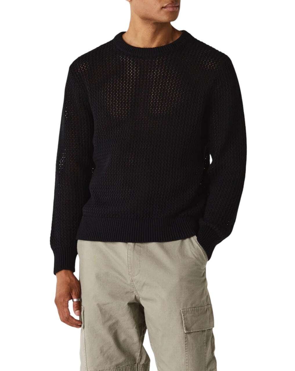 STUSSY 2 Tone Loose Gauge Sweater Black
