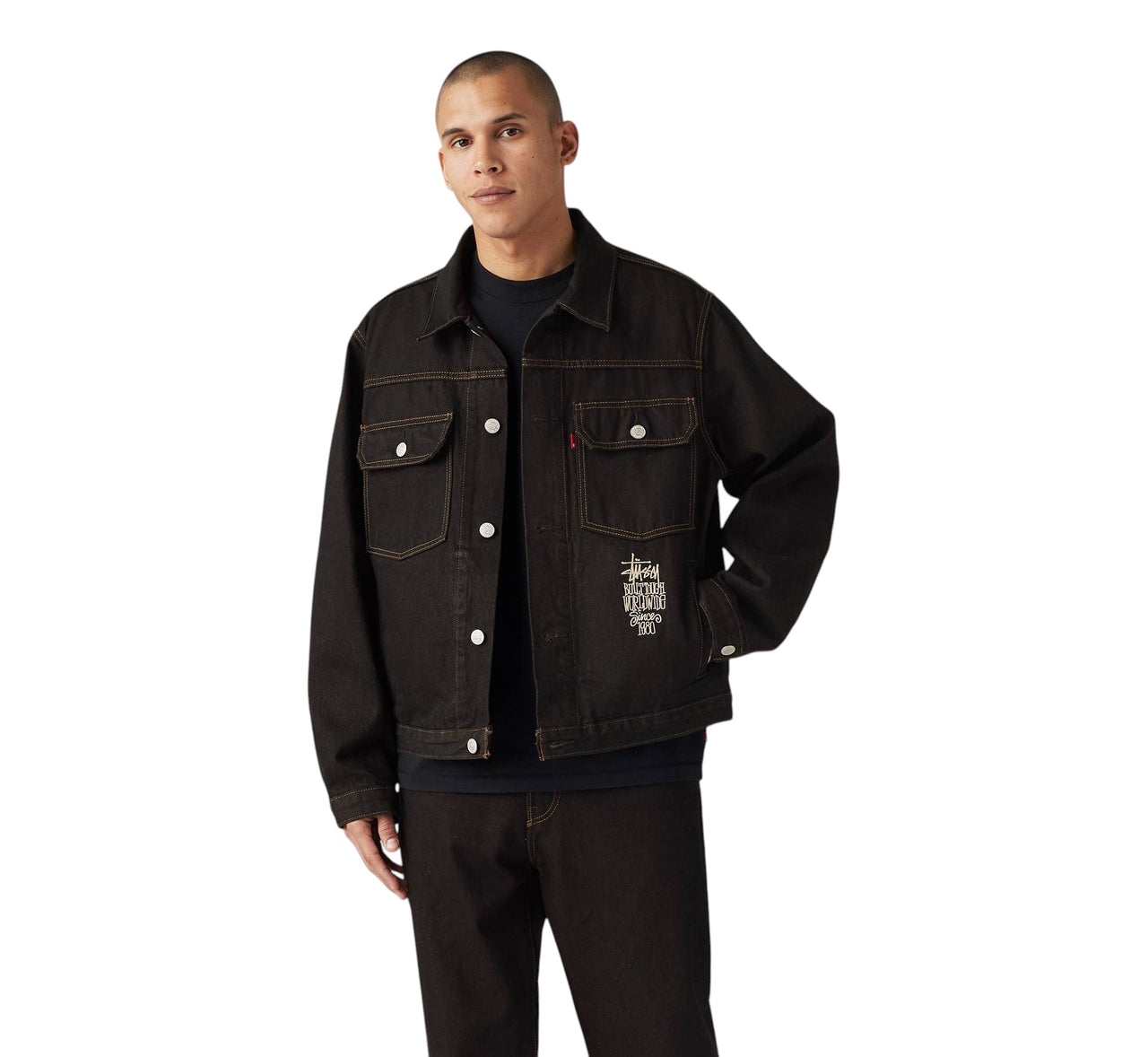 STUSSY & Levi's Crispy Rinse Trucker Jacket Black