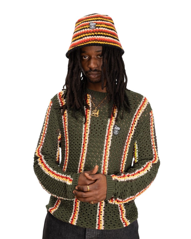 Stussy x Patta Striped Loose Gauge Sweater Olive