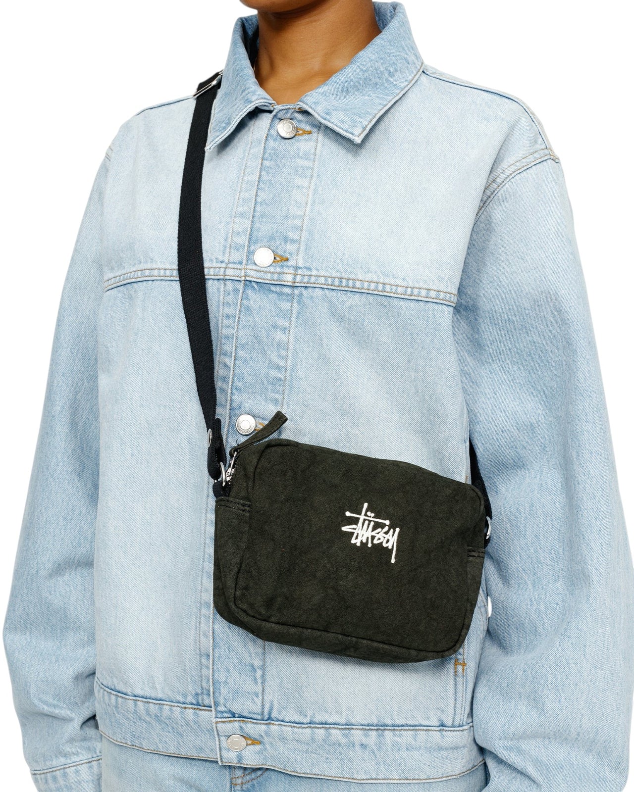STUSSY Canvas Side Pouch Washed Black